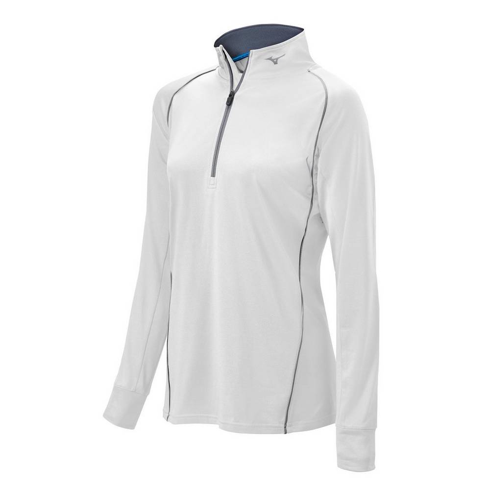 Mizuno Comp 1/2 Cipzáros Long Sleeve Női Pulóver Fehér IGB523740